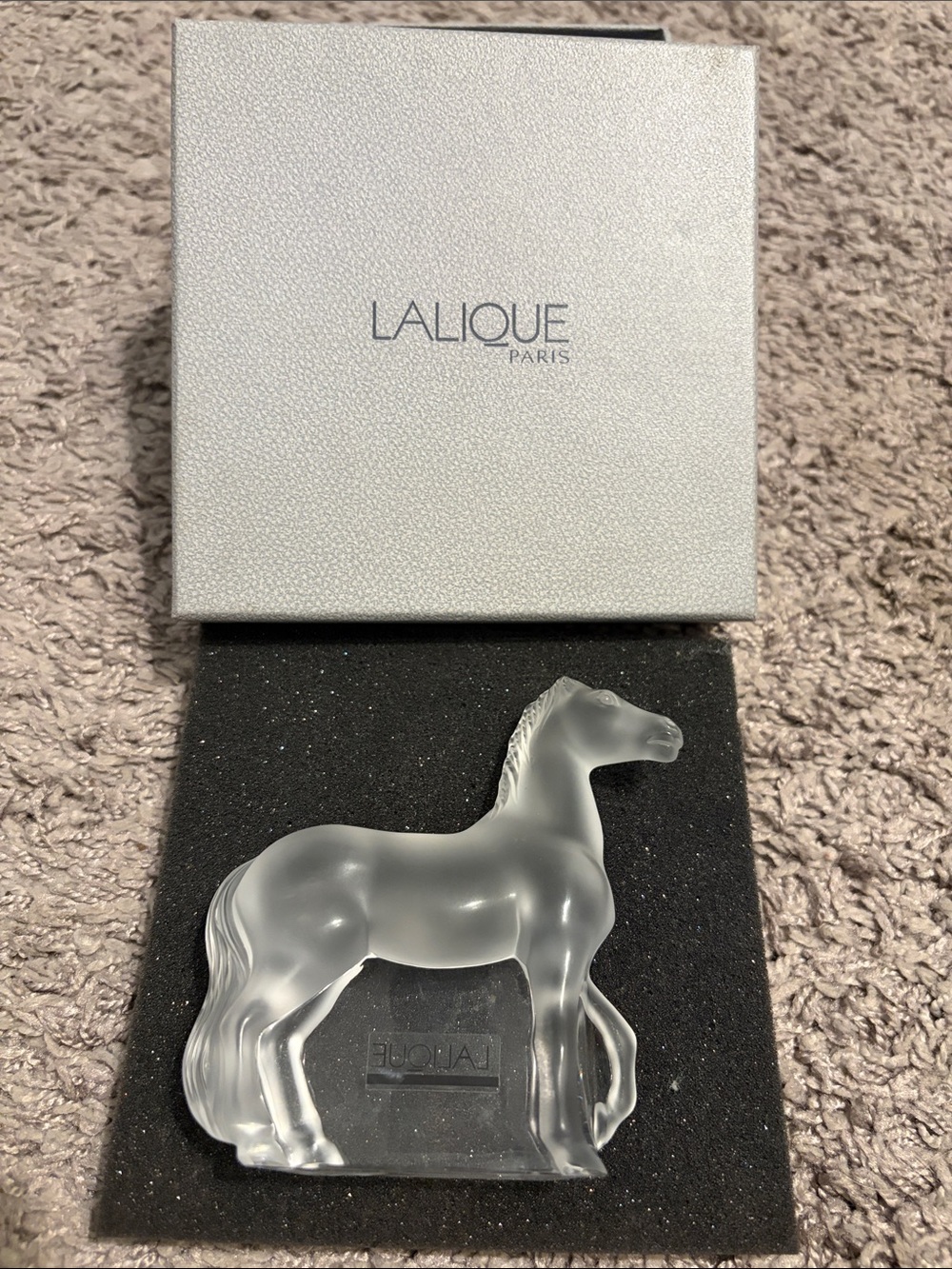Lalique Frosted Clear Glass Horse Figurine